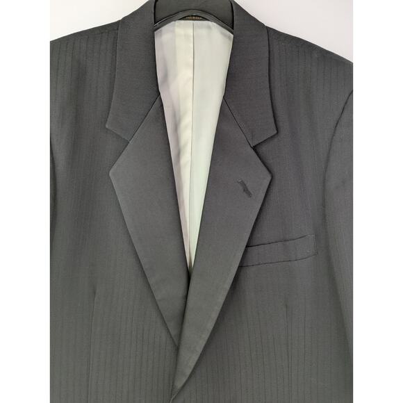 PIERRE CARDIN Black on Black Tonal Striped MENS TUXEDO JACKET 44L 1 Button - Picture 3 of 13